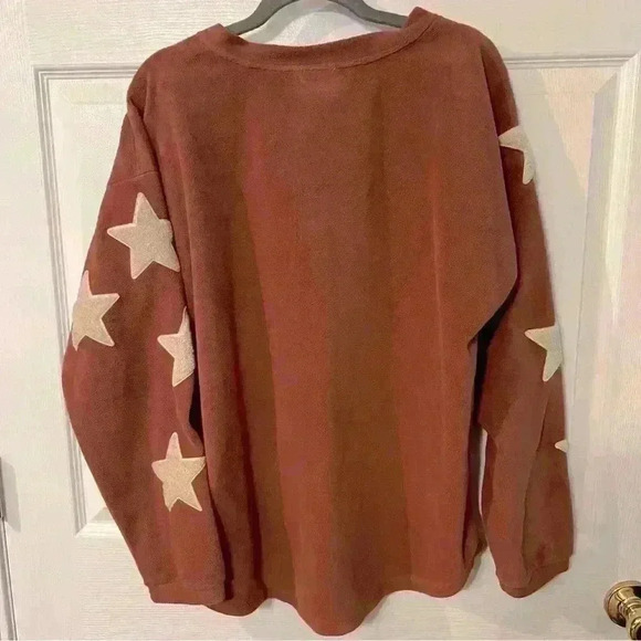 Kori Rust Orange Long Sleeved Sweatshirt with Star Detail Down Arms Size Medium - Picture 4 of 5